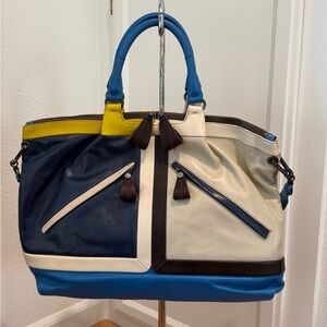 Maliparmi Yellow, Blue & Cream Leather Satchel
